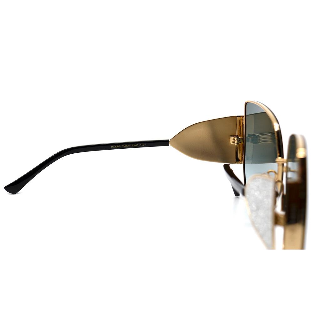 NEW JIMMY CHOO RIVER/S 2M2 GOLD GREY AUTHENTIC SUNGLASSES - Picture 10 of 14